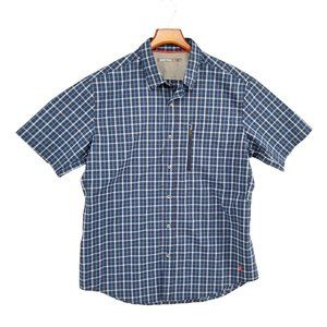 Desert Dunes Compass Shirt Mens Blue Plaid Short Sleeve Button Up Size L